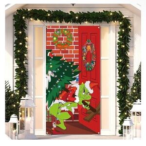 Christmas Door Cover Xmas Winter Holiday Party Decoration